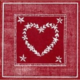 serviette decor lin coeur rouge